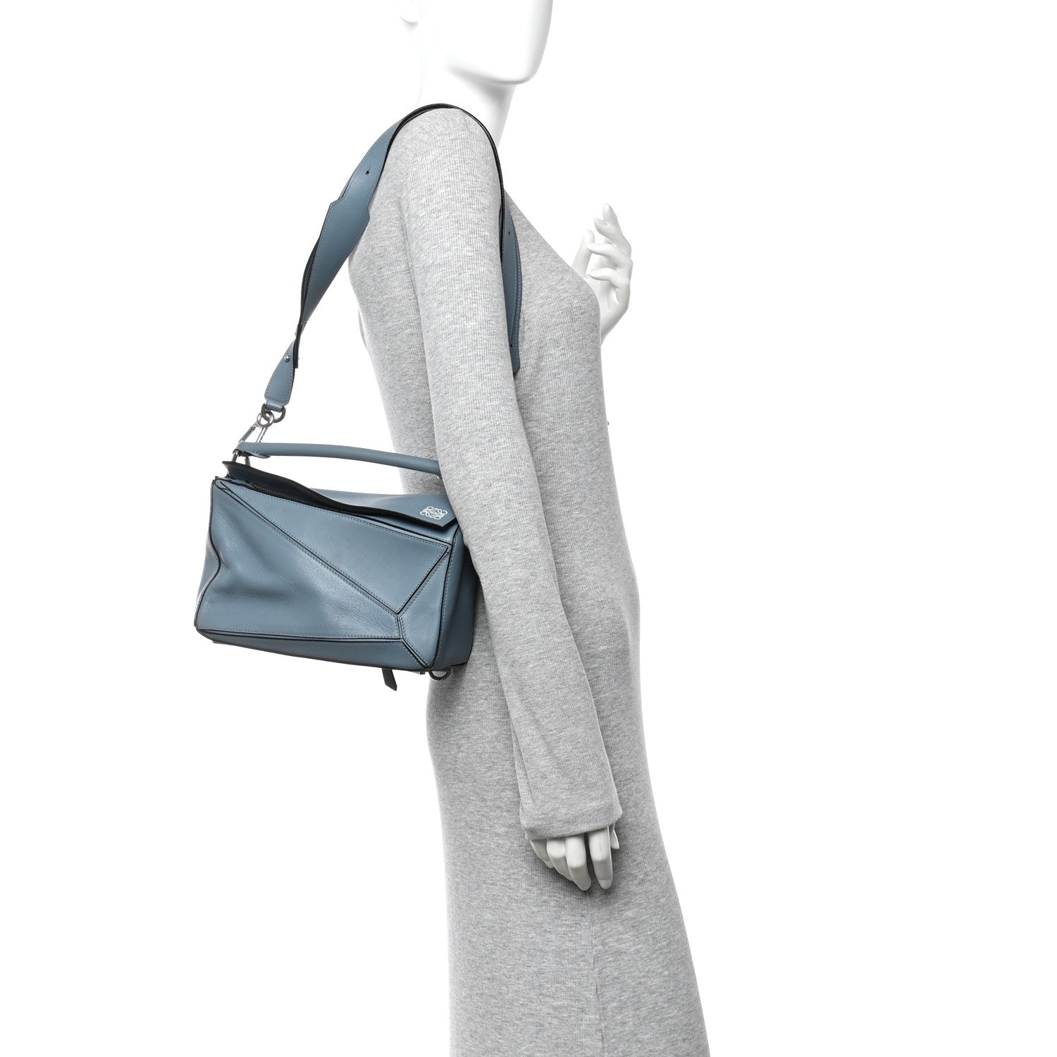 Loewe Calfskin Small Puzzle Bag Stone Blue 2 of 15