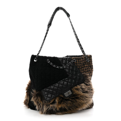 Chanel Tweed Lambskin Fantasy Fur Karl's Cabas Tote Black 1 of 10