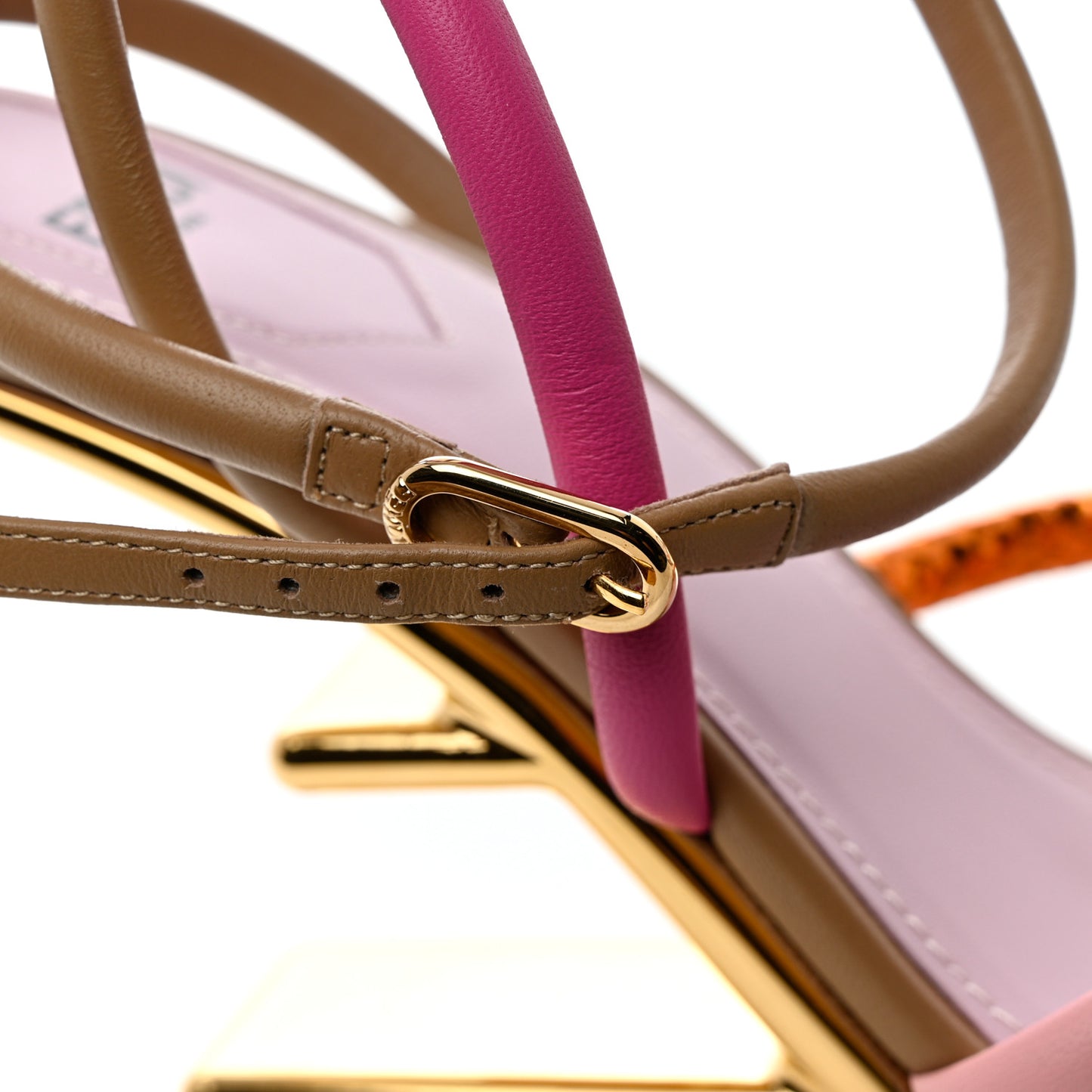 Nappa Metallic Ayers Fendi First 95mm Strappy Sandals 38 Rosa Geranio Albicocca