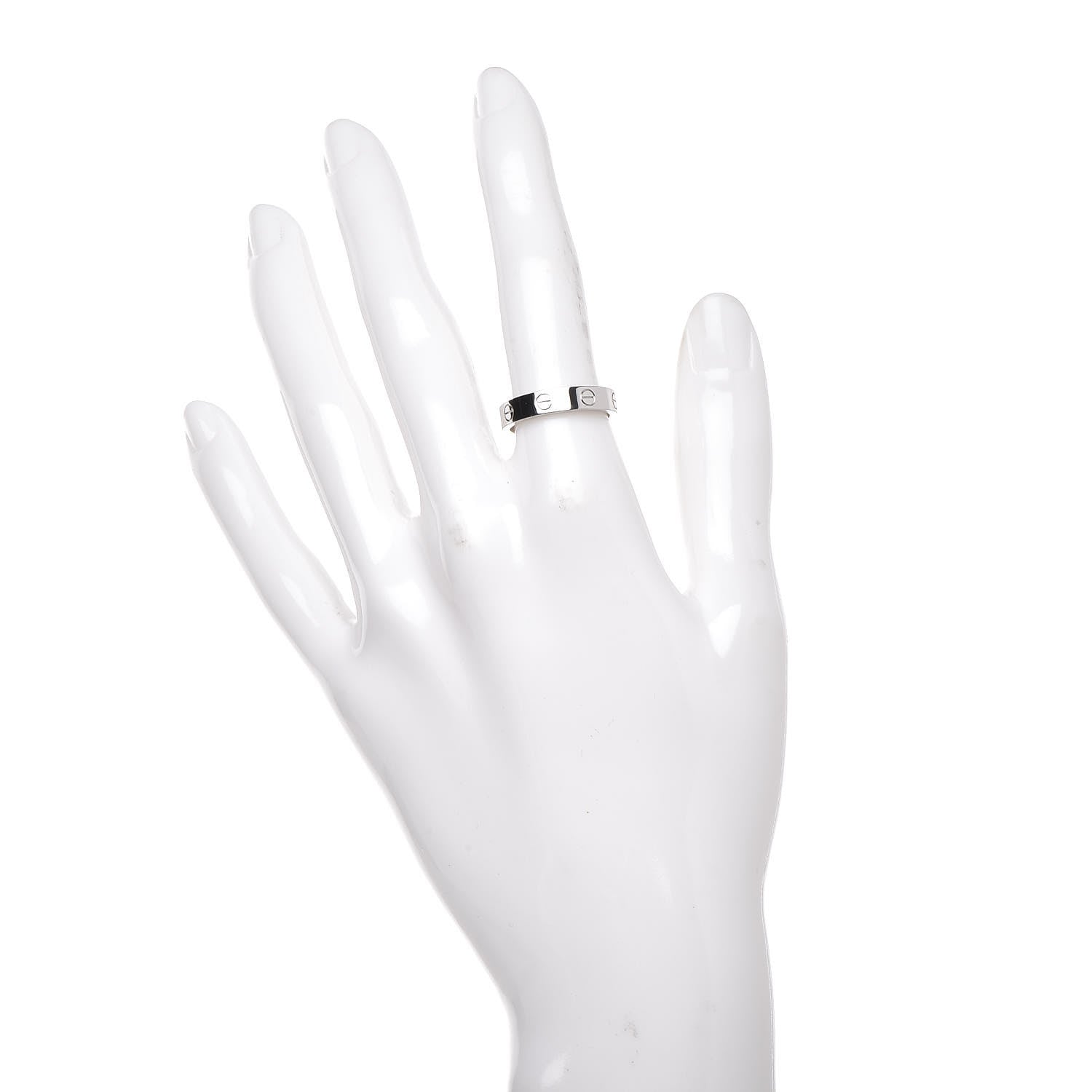 Cartier 18K White Gold Diamond 4mm LOVE Wedding Band Ring 52 6 2 of 4