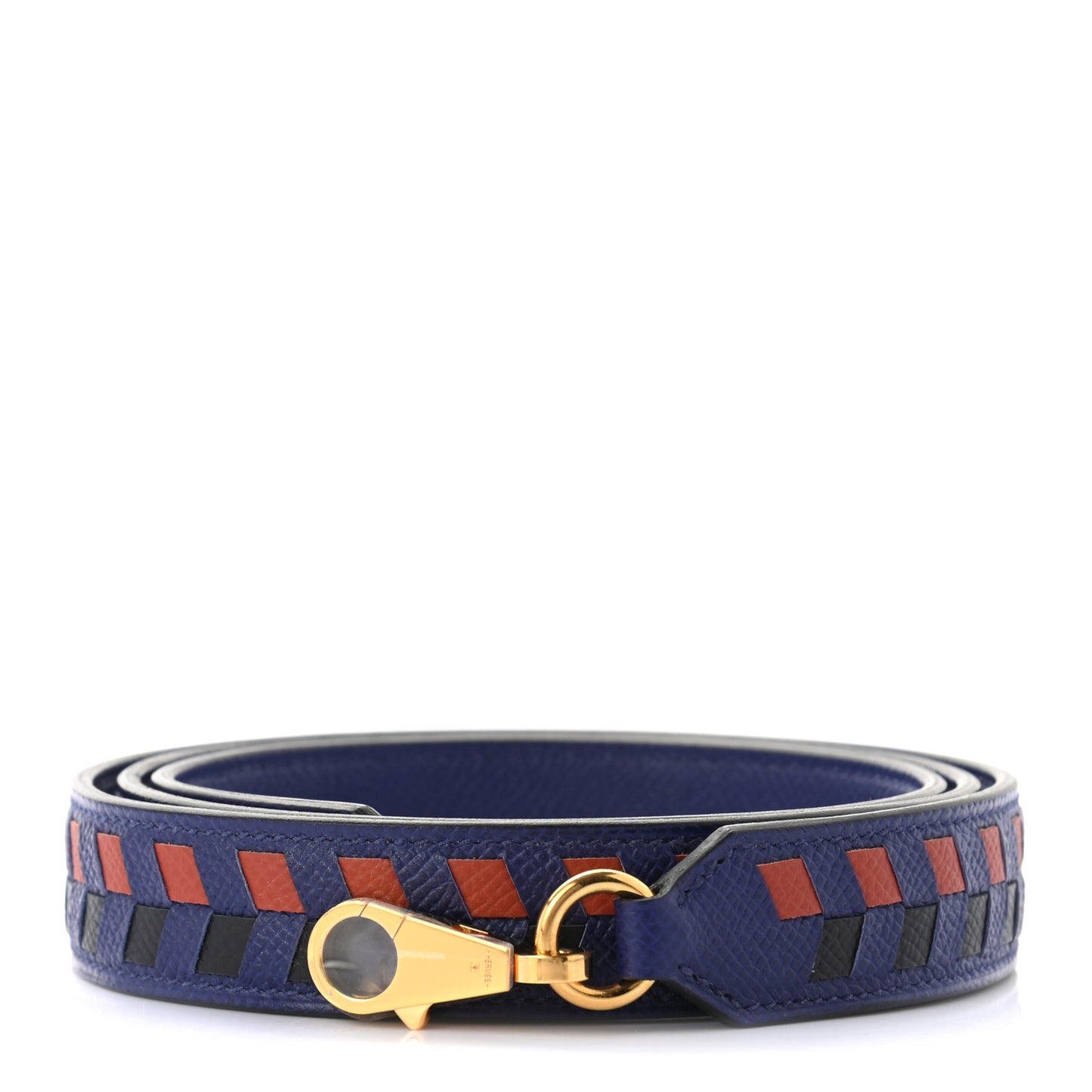 Epsom 25mm Tressage Shoulder Strap Bleu Indigo Noir Terre Battue