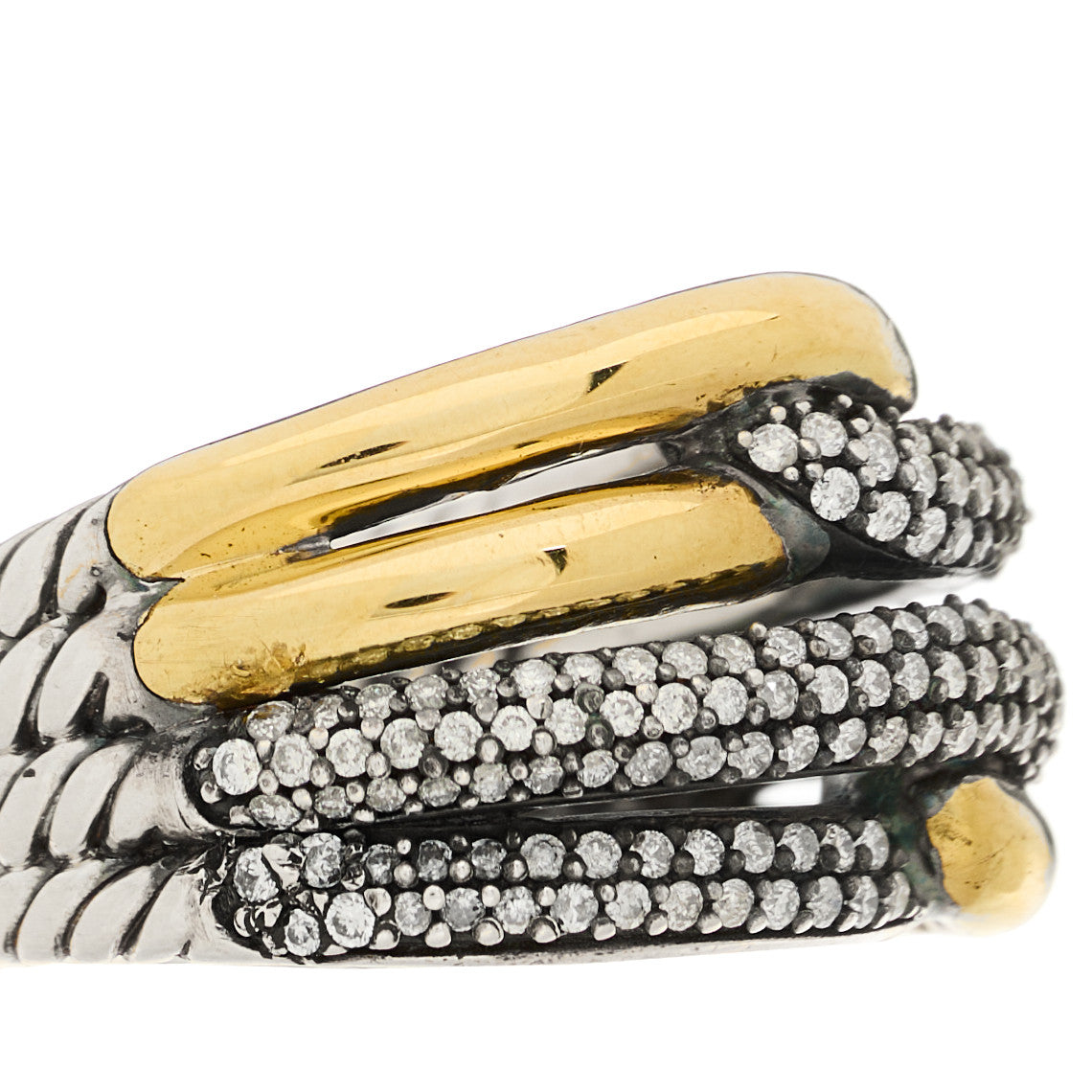 David Yurman Sterling Silver 18K Yellow Gold Diamond Loop Labyrinth Ring 52 6 6 of 7