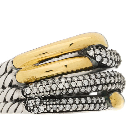 David Yurman Sterling Silver 18K Yellow Gold Diamond Loop Labyrinth Ring 52 6 6 of 7