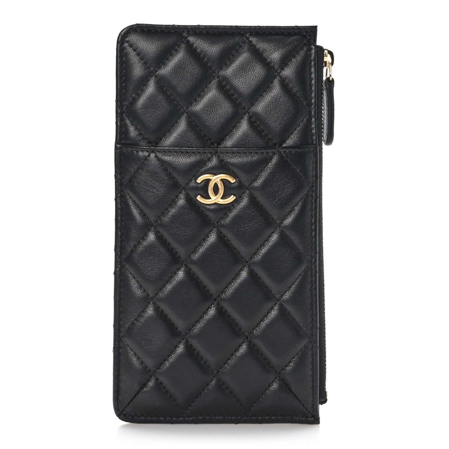 Chanel Lambskin Quilted Egyptian Amulet Classic Flat Wallet Pouch Black 1 of 8