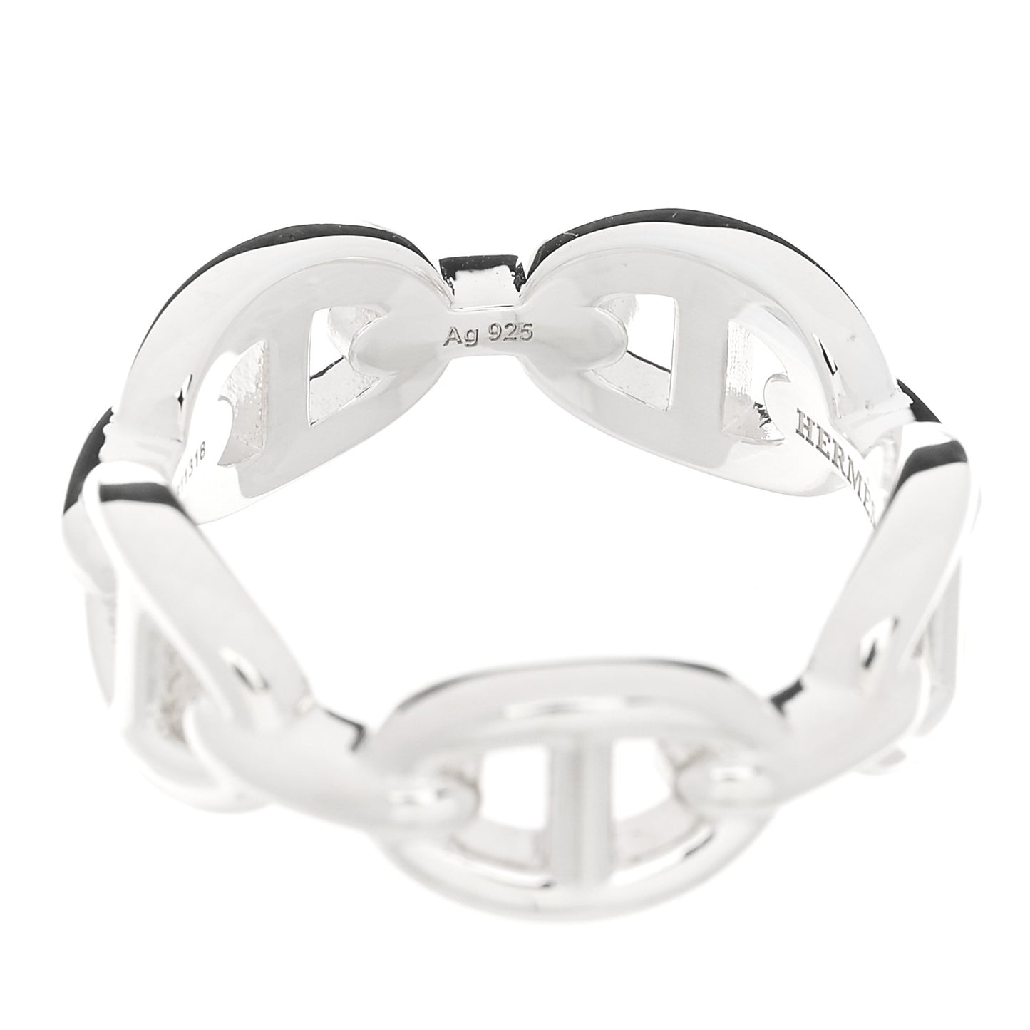 Sterling Silver PM Chaine d'Ancre Enchainee Band Ring 54 6.75