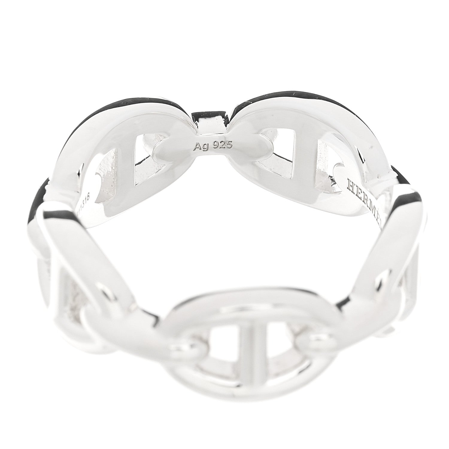 Hermes Sterling Silver PM Chaine d'Ancre Enchainee Band Ring 54 6.75 6 of 7