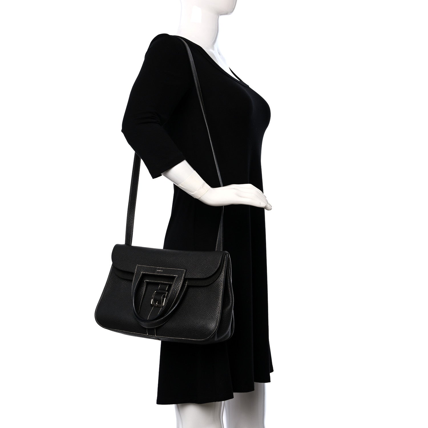 Hermes Taurillon Clemence Halzan 31 GM Black 2 of 13