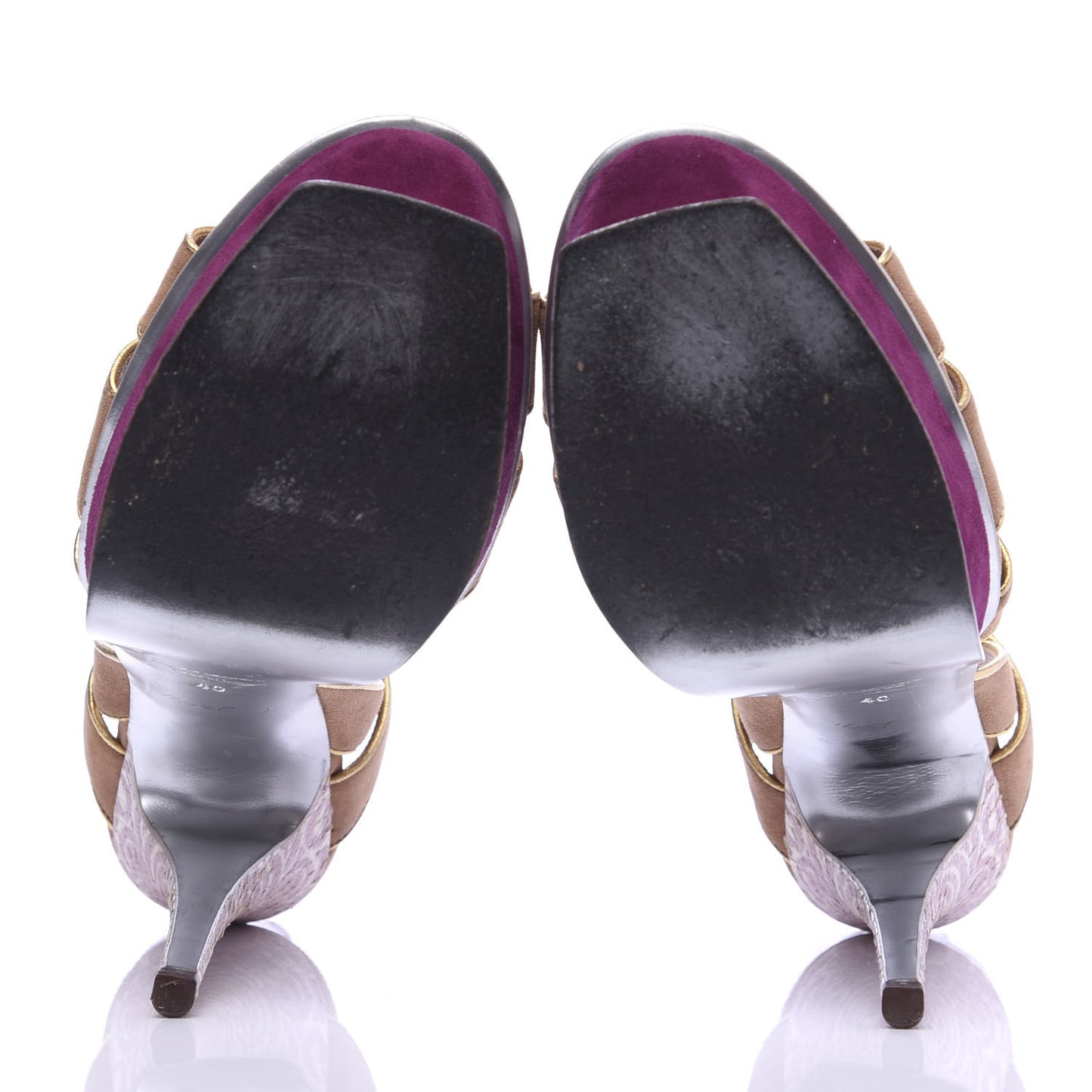 Suede Snakeskin Embossed Tribute 105 Platform Sandals 40 Multicolor