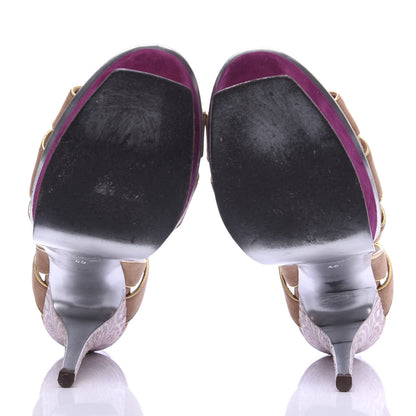 Saint Laurent Suede Snakeskin Embossed Tribute 105 Platform Sandals 40 Multicolor 5 of 8