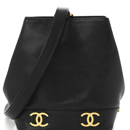 Chanel Caviar CC Bucket Shoulder Bag Black 9 of 11