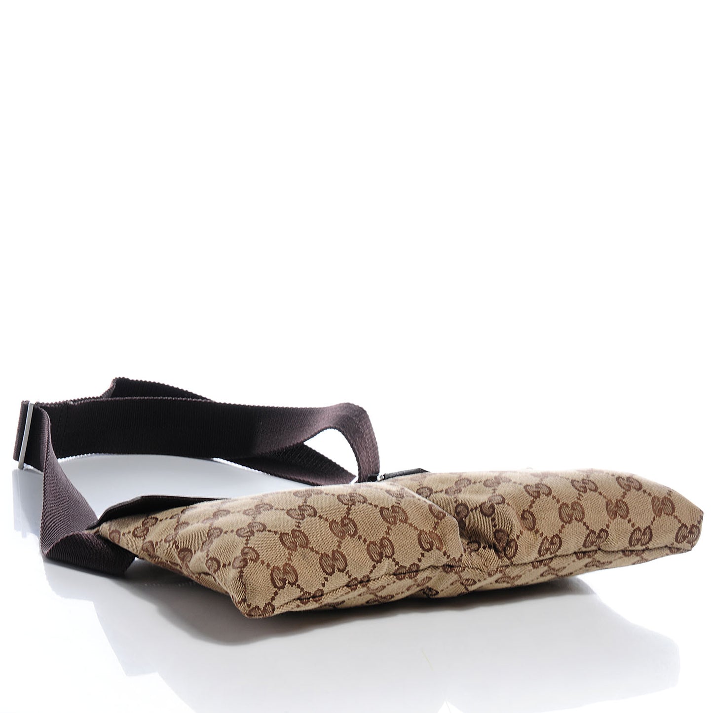 GG Monogram Web Double Pocket Belt Bag Dark Brown