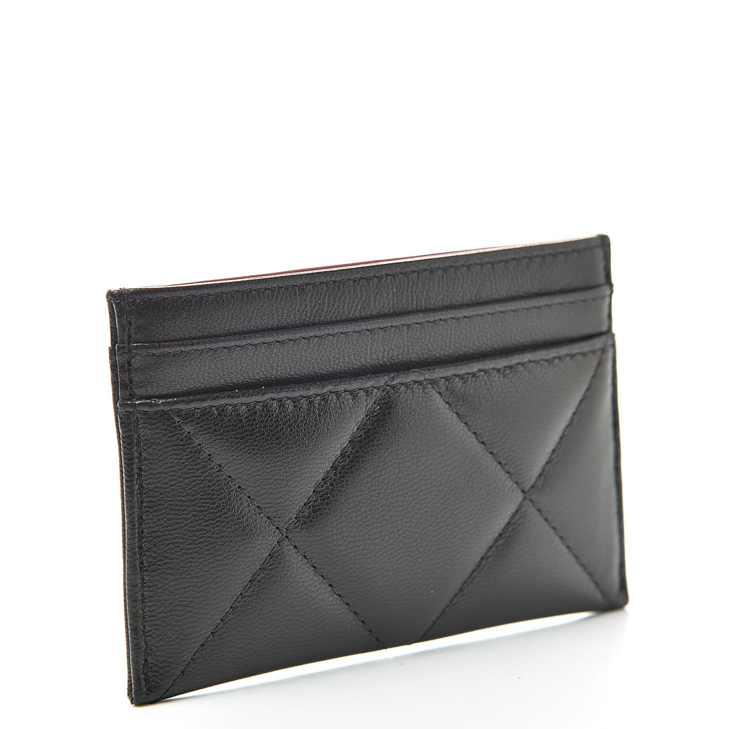 Chanel Shiny Goatskin Quilted Chanel 19 Card Holder Black 3 of 9