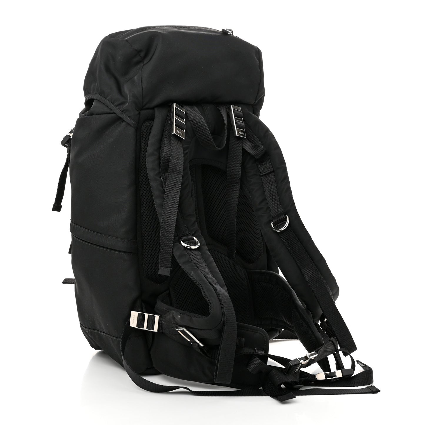 Tessuto Nylon Montagna Double Buckle Backpack Black