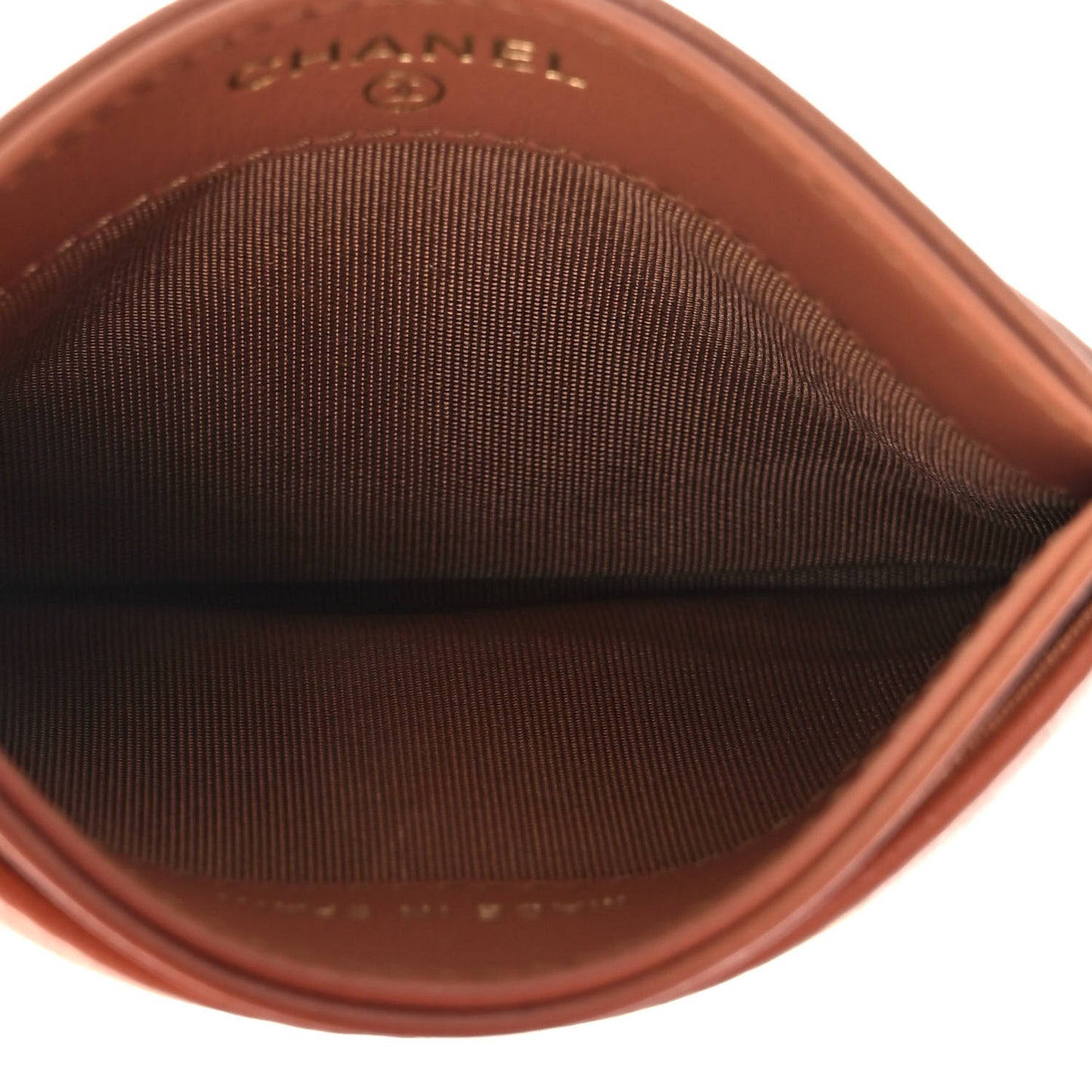 Lambskin Quilted Chanel 19 Card Holder Brown