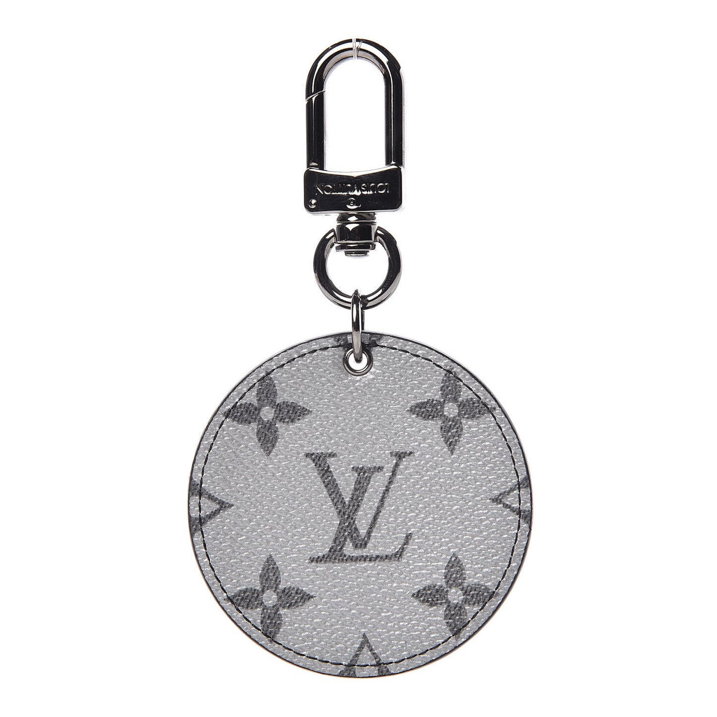 Metallic Monogram LV Bag Charm Key Holder Silver