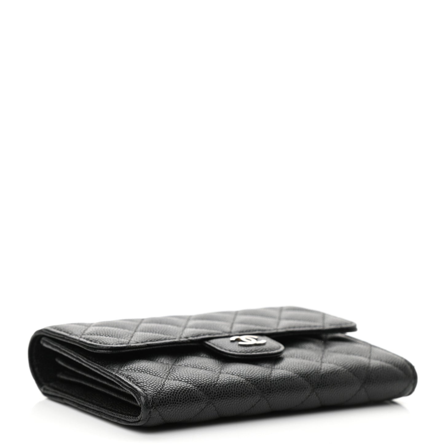 Caviar Quilted Medium Flap Wallet Black