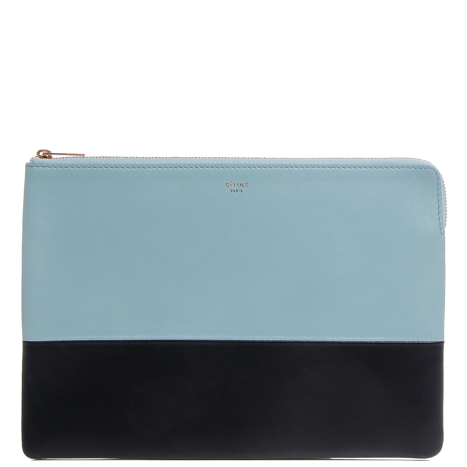 Celine Smooth Lambskin Bi-Color Solo Clutch Pouch Glacier Black 1 of 9