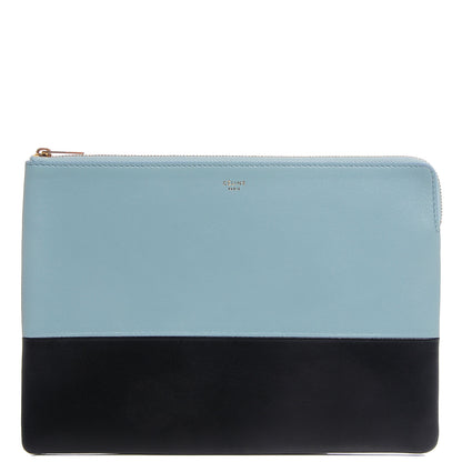 Celine Smooth Lambskin Bi-Color Solo Clutch Pouch Glacier Black 1 of 9