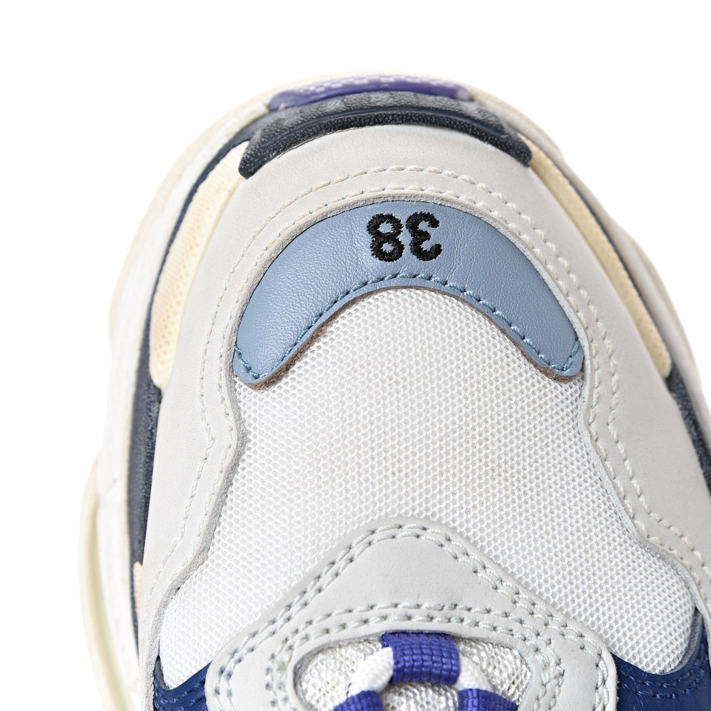 Mesh Nubuck Womens Triple S Sneakers 38 White Bleu Violet