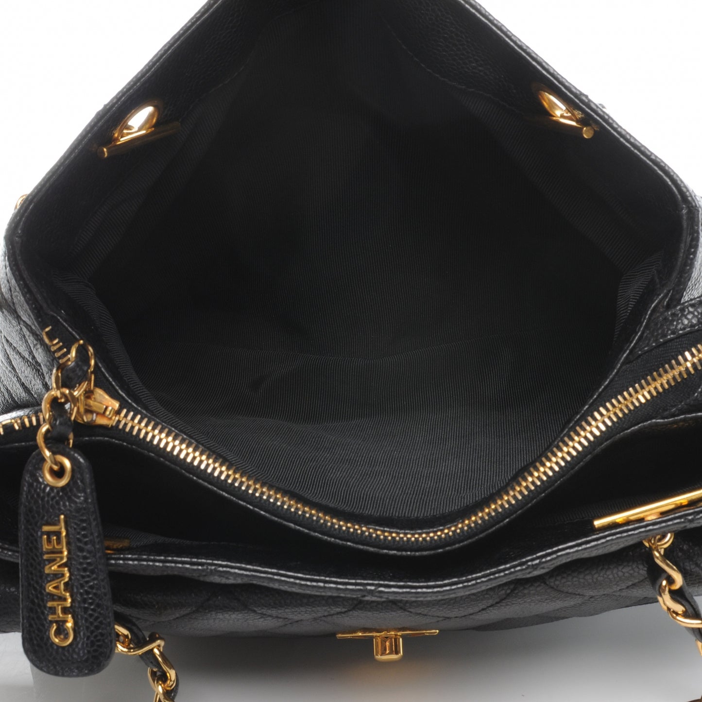 Caviar Quilted Tote Black
