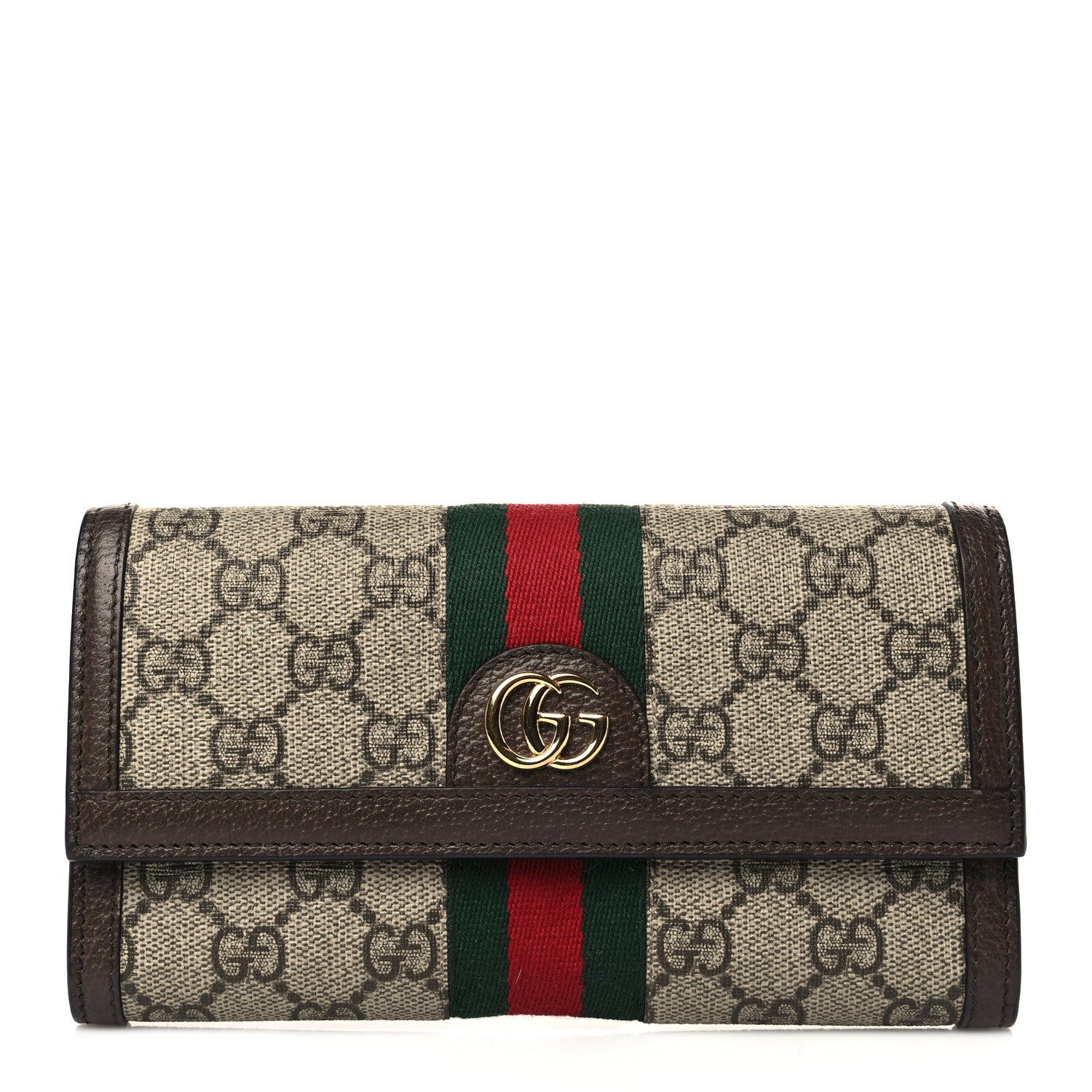 Gucci GG Supreme Monogram Web Ophidia Continental Wallet Brown 1 of 6