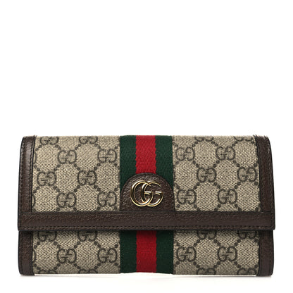 Gucci GG Supreme Monogram Web Ophidia Continental Wallet Brown 1 of 6