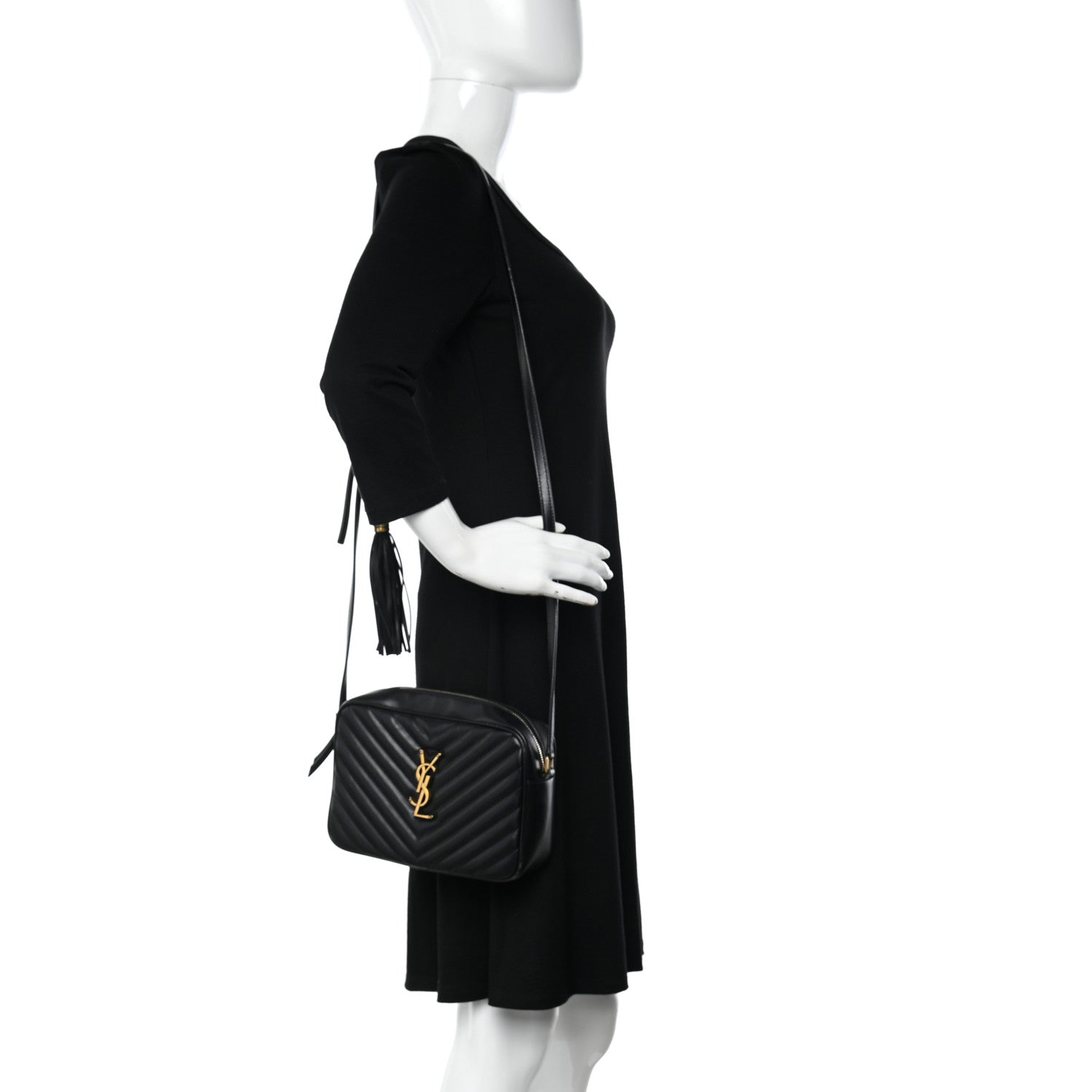 Saint Laurent Calfskin Matelasse Monogram Lou Camera Bag Black 2 of 13