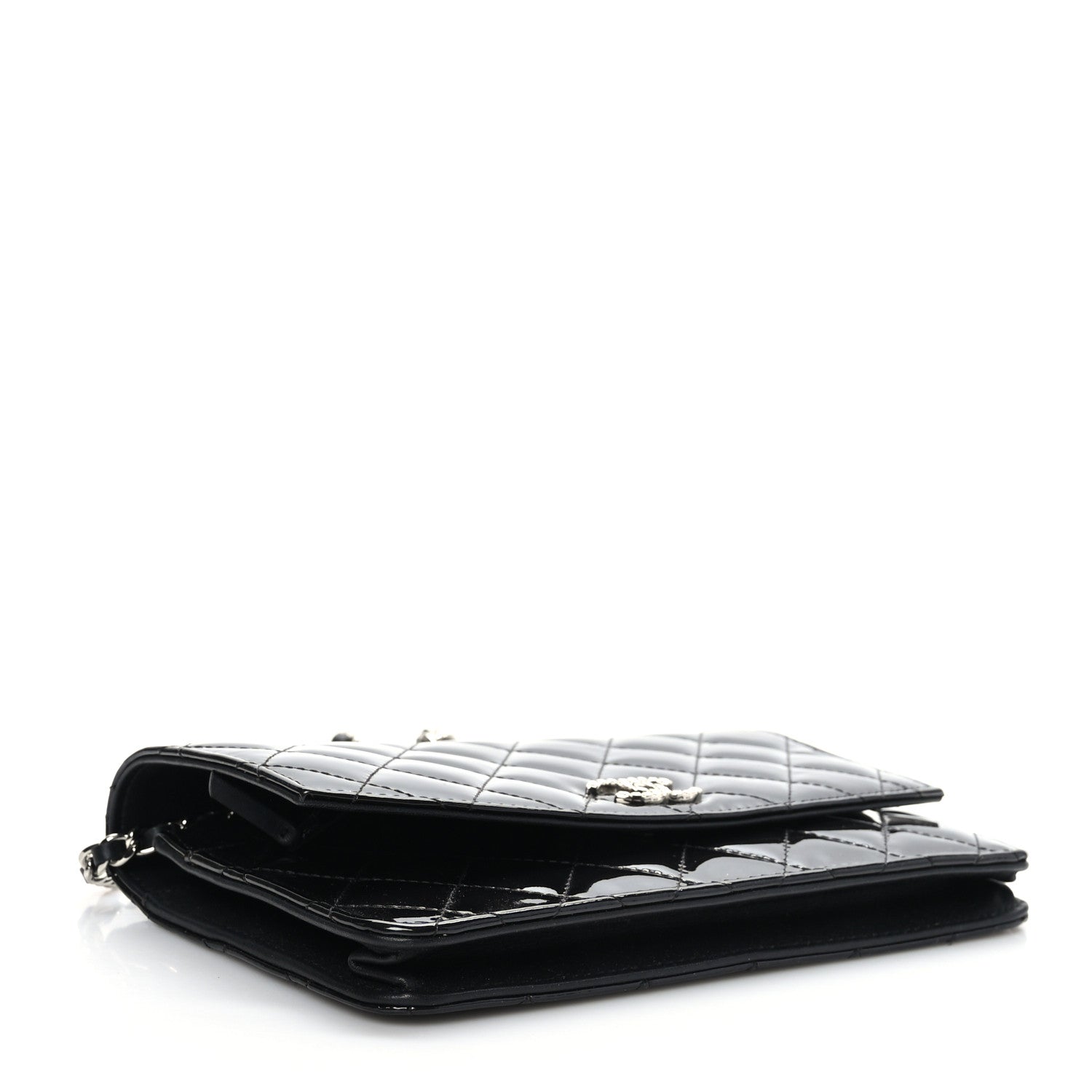 Chanel Patent Quilted Brilliant Wallet On Chain WOC Black 4 of 9