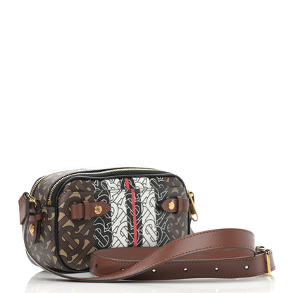 Burberry E-Canvas Monogram Stripe Camera Bag Bridle Brown 3 of 12