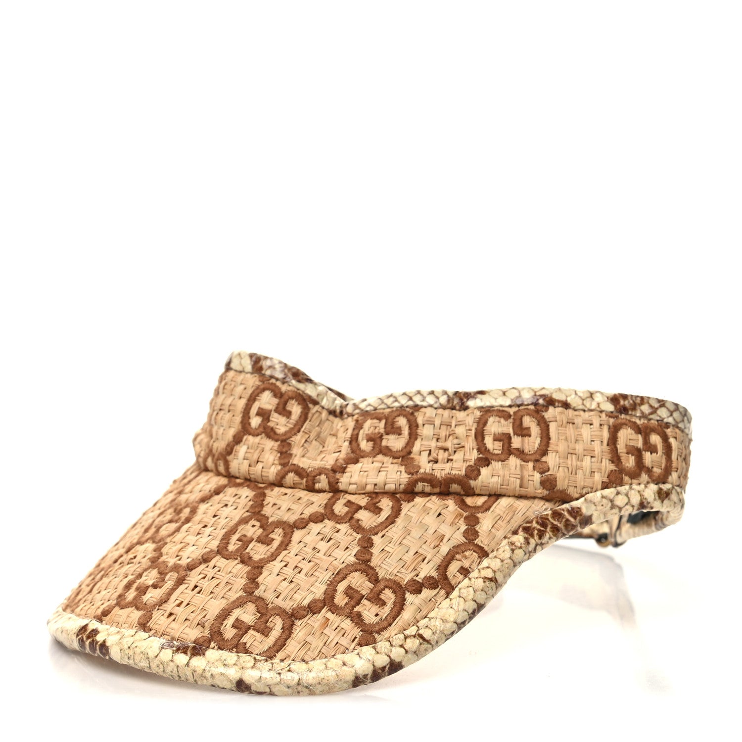 Gucci Raffia Cobra GG Embroidered Afraa Visor M Beige 1 of 8