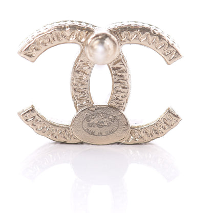 Chanel Pearl Crystal CC Earrings Gold 4 of 5