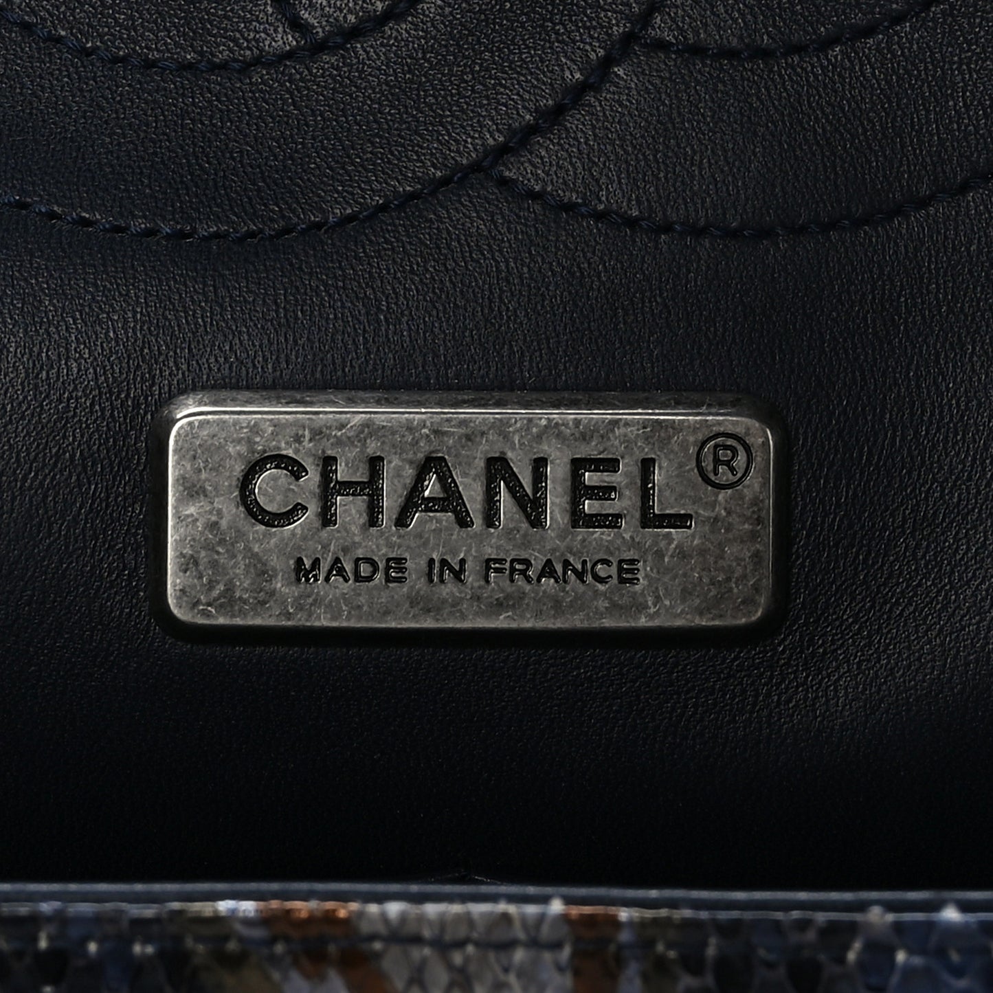 Metallic Snakeskin Jumbo Double Flap Blue