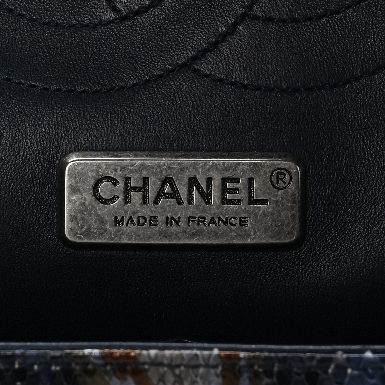 Chanel Metallic Snakeskin Jumbo Double Flap Blue 6 of 9