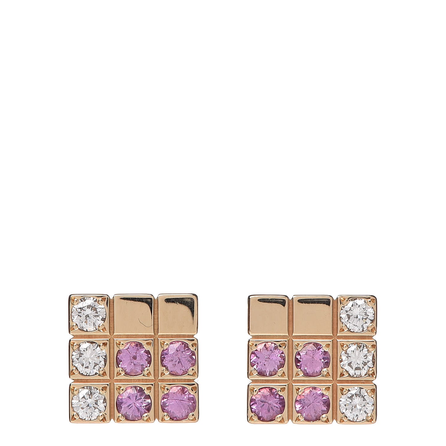 18K Yellow Gold Diamond Pink Sapphire Lanieres Piet Earrings