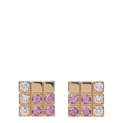Cartier 18K Yellow Gold Diamond Pink Sapphire Lanieres Piet Earrings 1 of 4