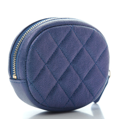 Chanel Iridescent Caviar Quilted Zip Around Classic Coin Purse Blue 2 of 4