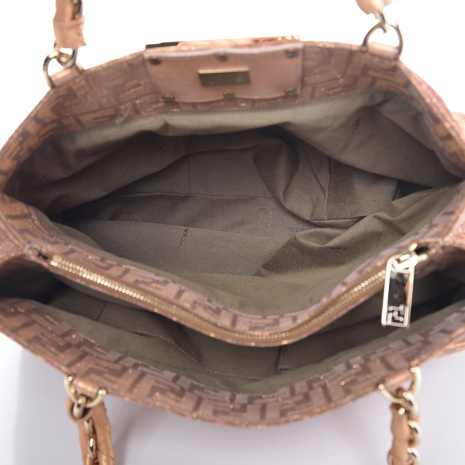 Fendi Metallic Lurex Zucca Mia Tote Arancio 5 of 7