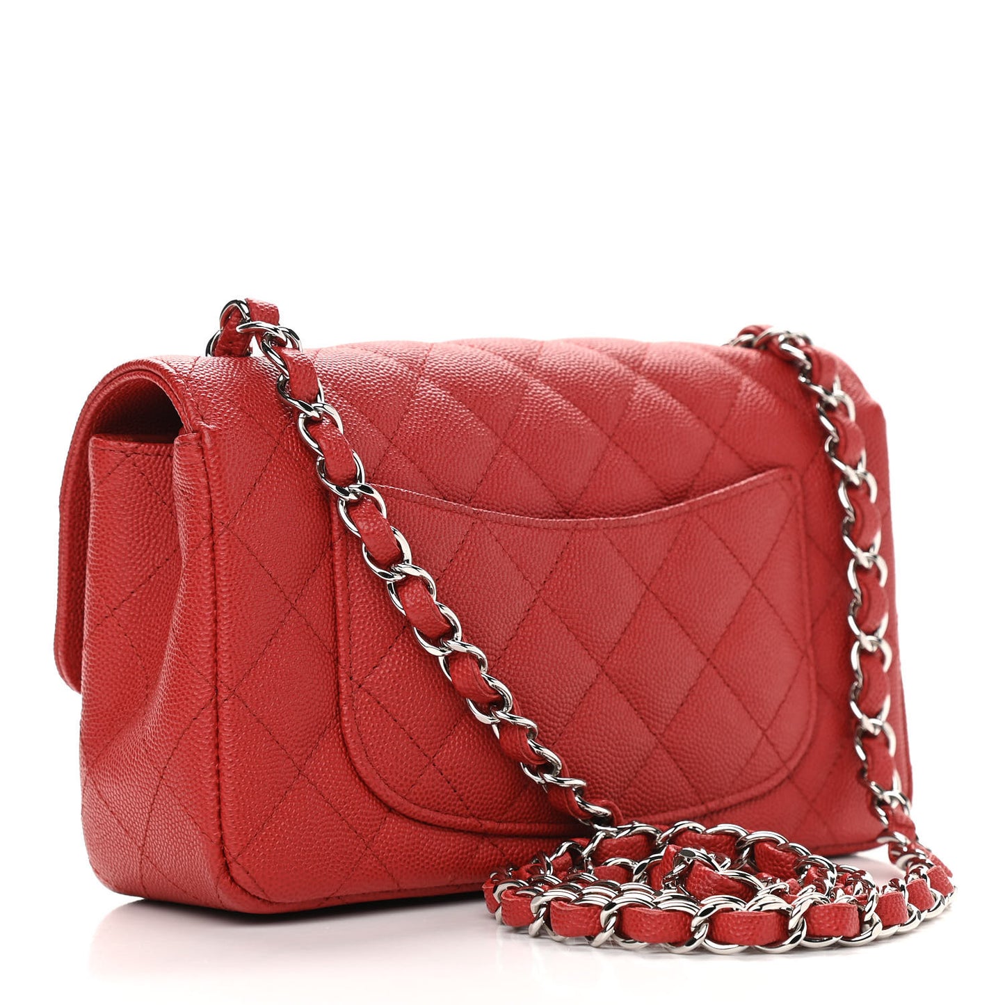 Caviar Quilted Mini Rectangular Flap Red