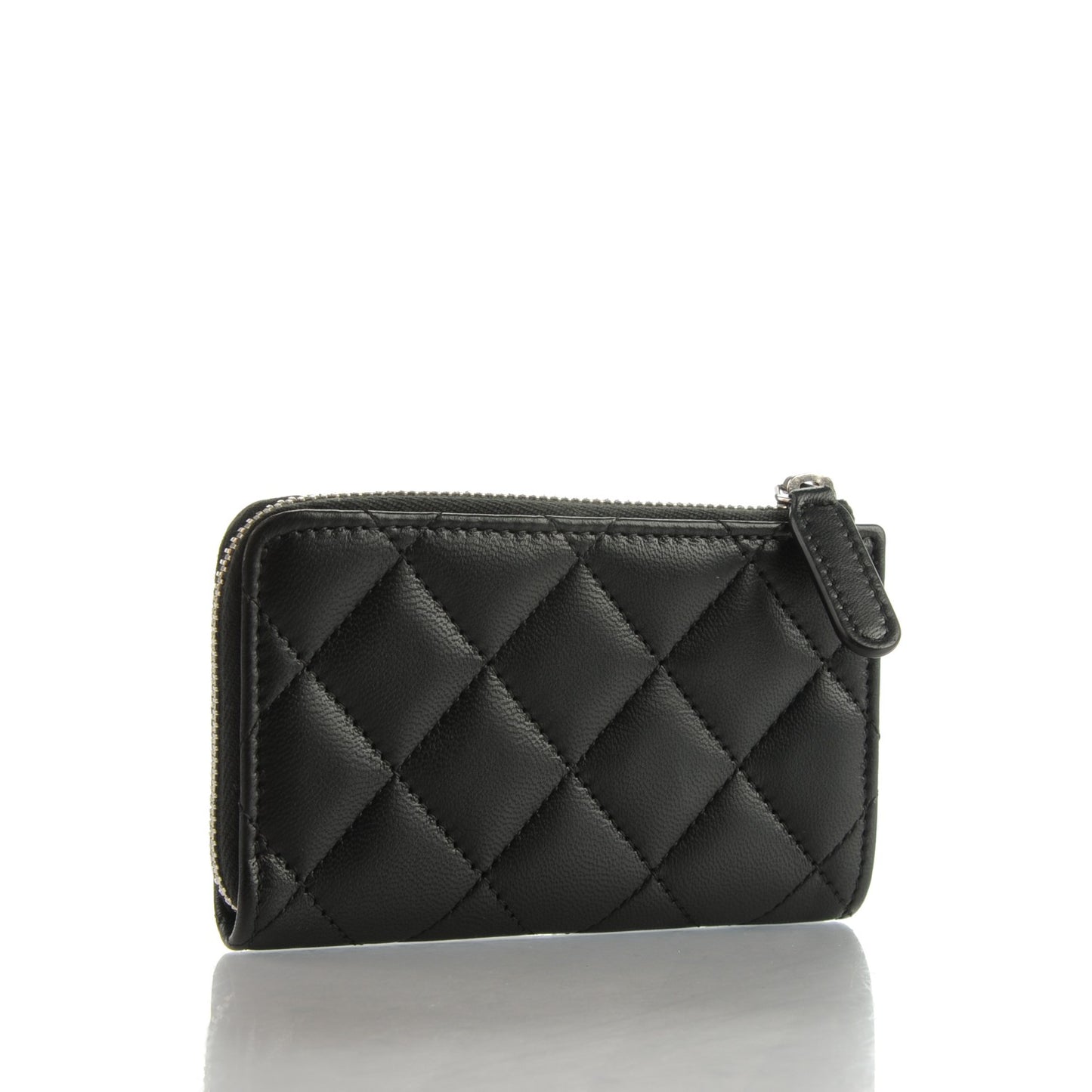 Lambskin Quilted Key Holder Case Black