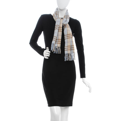 Burberry Cashmere House Check Fringe Scarf Blue 2 of 6