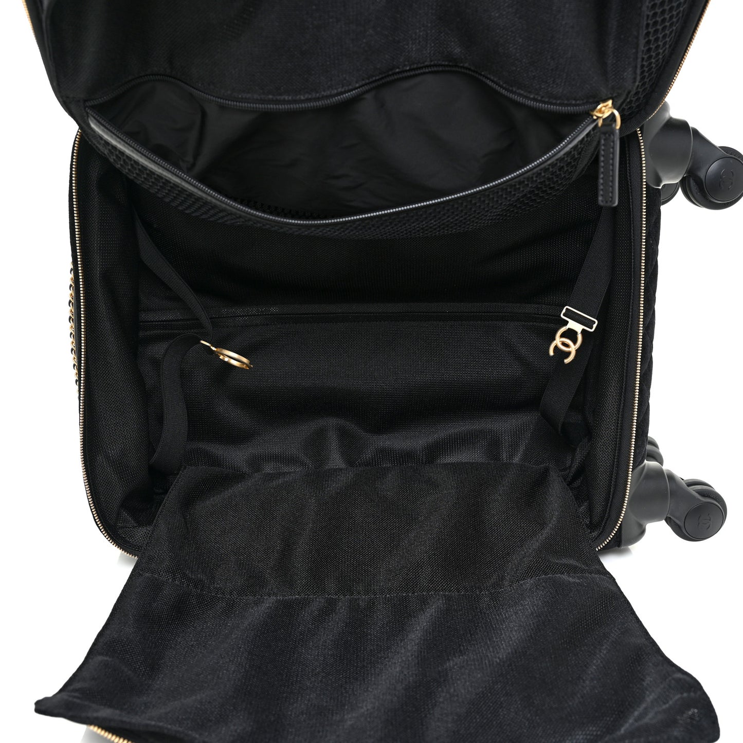 Suede Quilted Coco Case Trolley Black