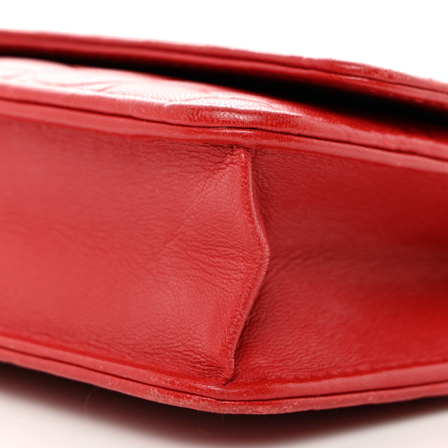 Chanel Lambskin Camellia Embossed Wallet On Chain WOC Red 11 of 16