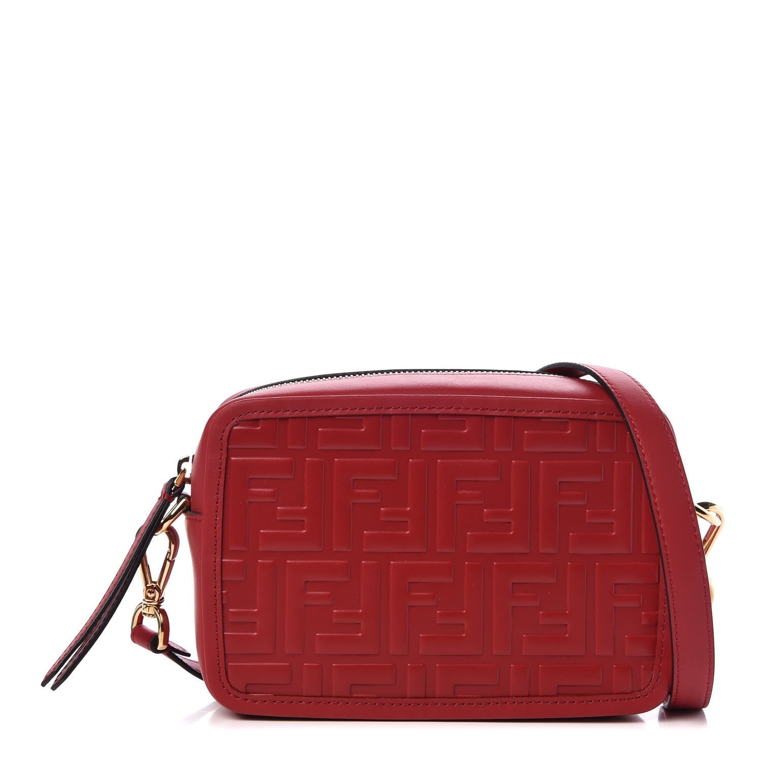 Fendi Vitello Century FF 1974 Embossed Mini Camera Case Fragola 1 of 7