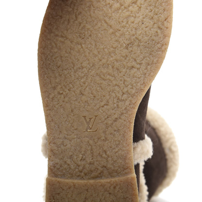 Louis Vuitton Suede Shearling Snowy Flat Half Boots 38 Marron 6 of 7