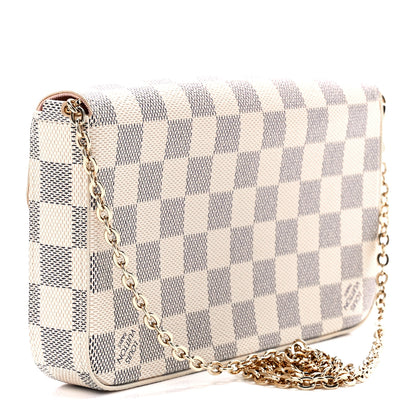 Louis Vuitton Damier Azur Pochette Felicie Chain Wallet Rose Ballerine 4 of 14