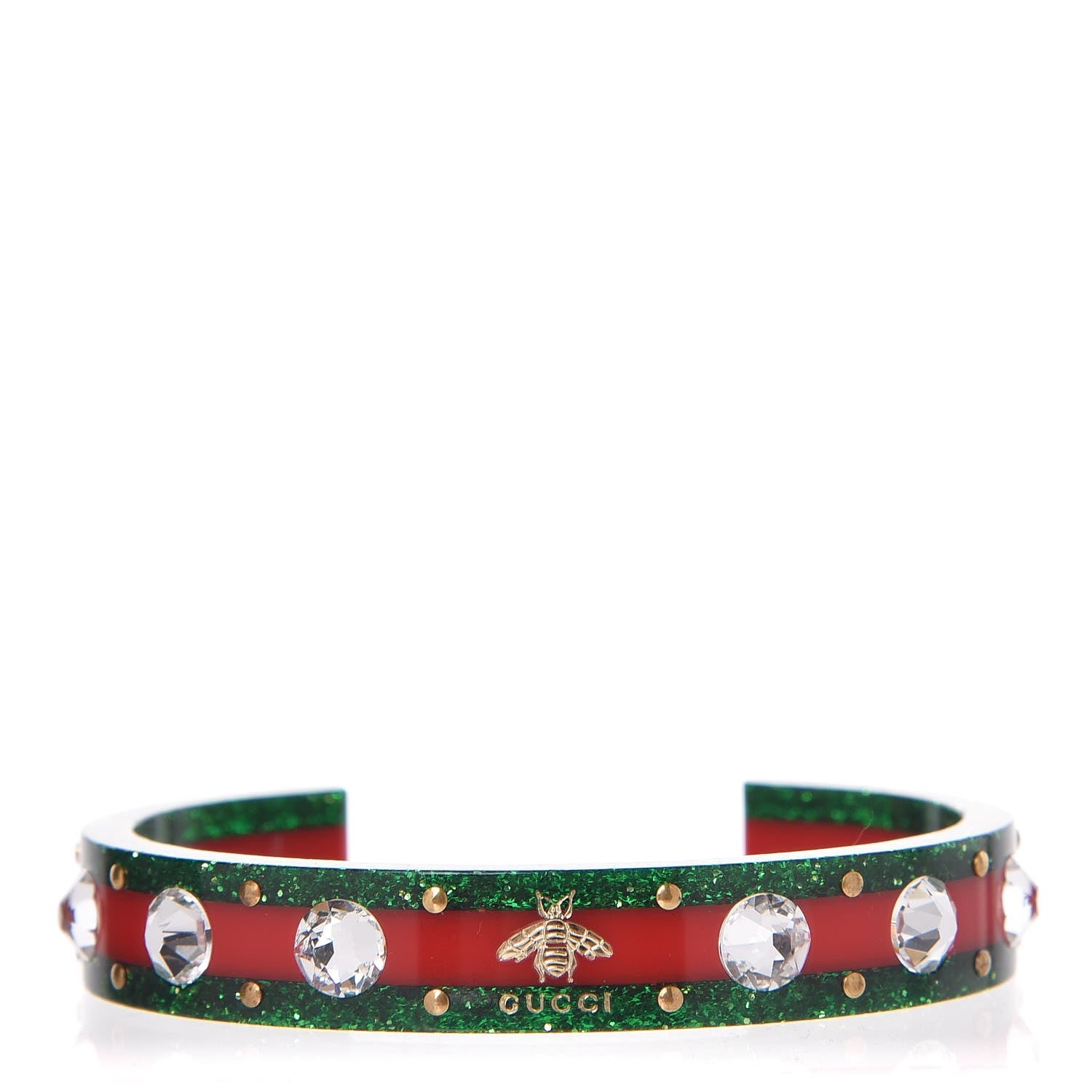 Gucci Crystal Web Cuff Green Red 1 of 4