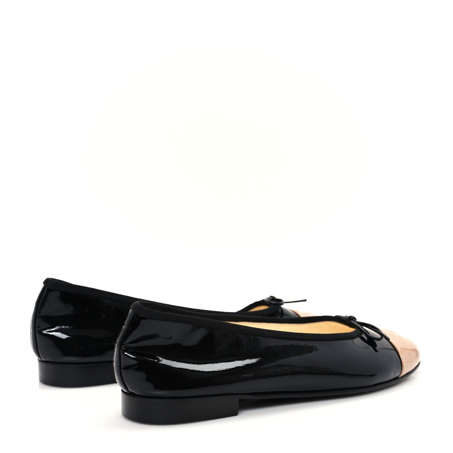 Chanel Patent CC Cap Toe Ballerina Flats 39 Black Beige 5 of 10