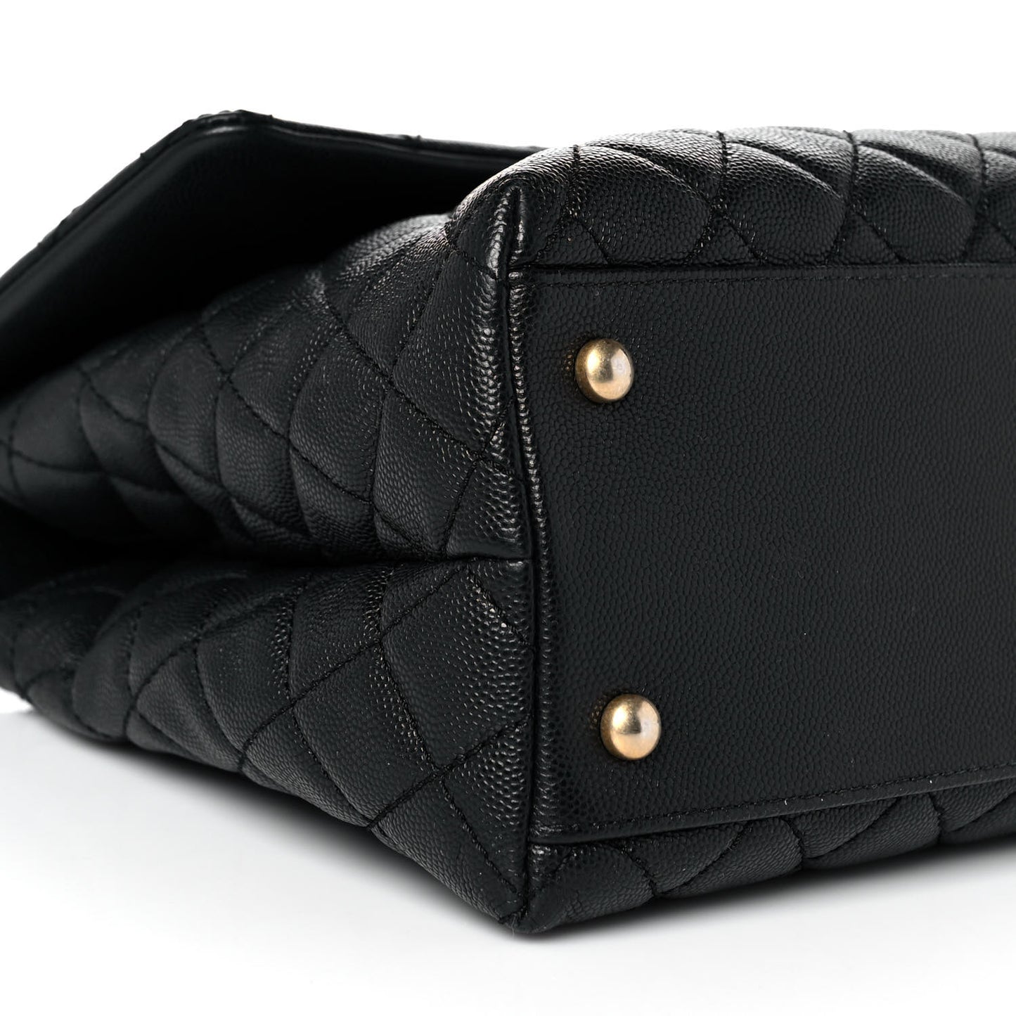 Caviar Lizard Quilted Medium Coco Handle Flap Black