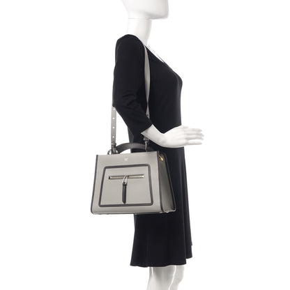 Fendi Vitello Century Opaco F is Fendi Bi-Color Small Runaway Satchel Ghiaccio Ebano 2 of 9