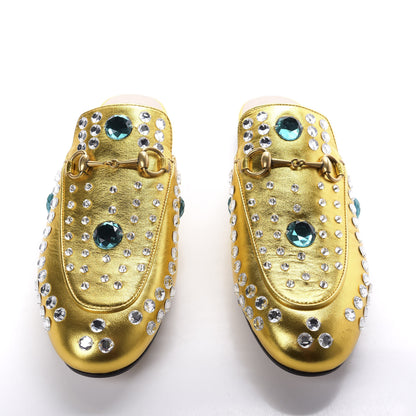 Gucci Metallic Nappa Crystal Womens Princetown Slippers 38 Gold 11 of 12